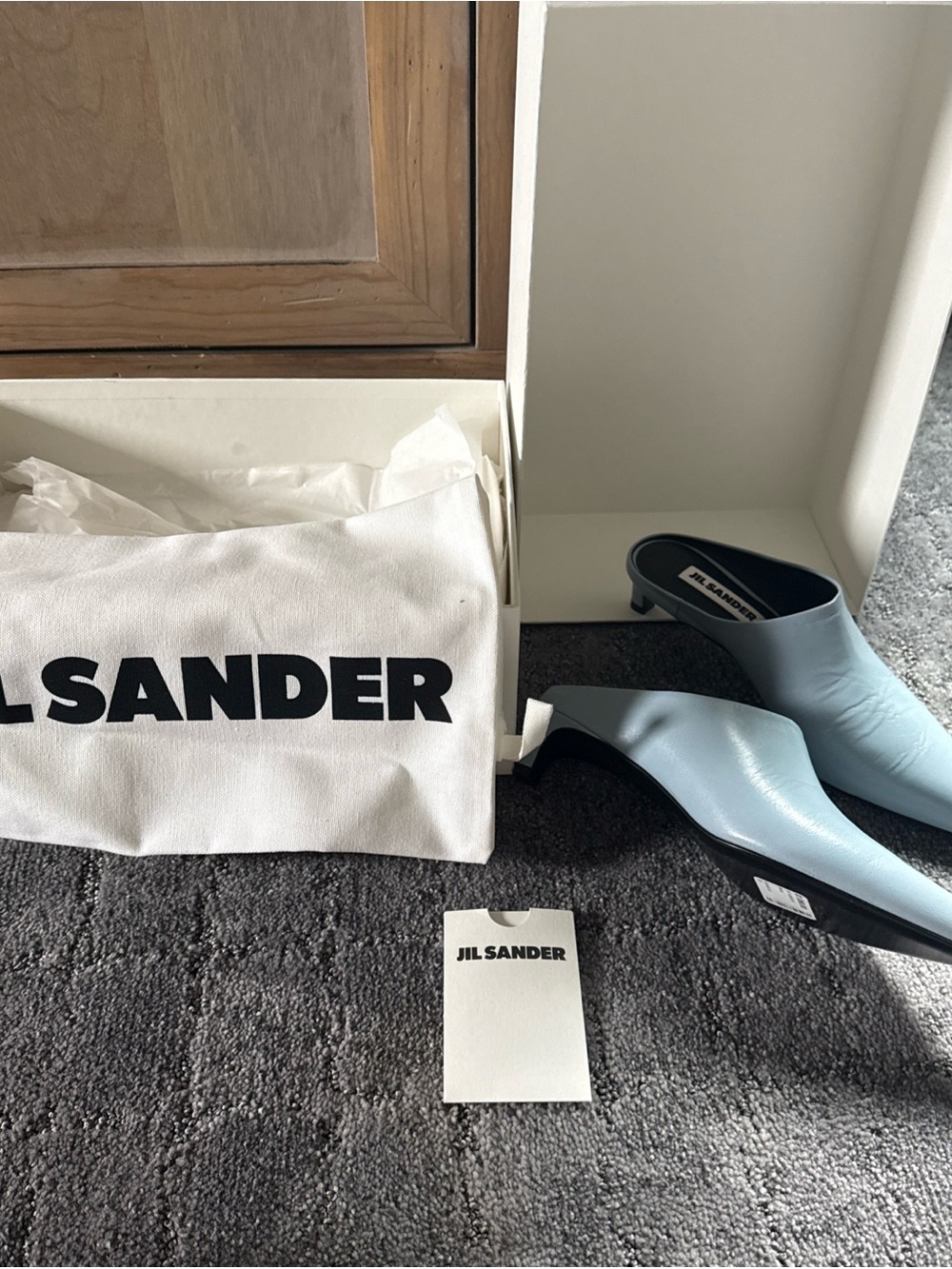 Jil Sander Women's Pointed Mule - Light Blue Leather size 35 - Picture 7 of 10
